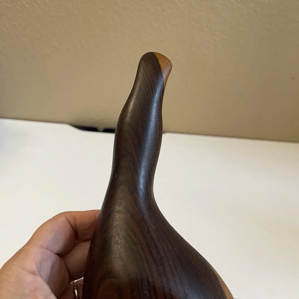 Vtg Mcm Hand Carved Wood Duck Trinket Box Hinged Sculpture Folk Art 1960's